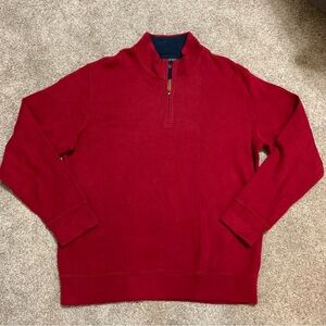 Lands' End Bedford Rib Quarter Zip Pullover Sweater Dark Red Men's Large